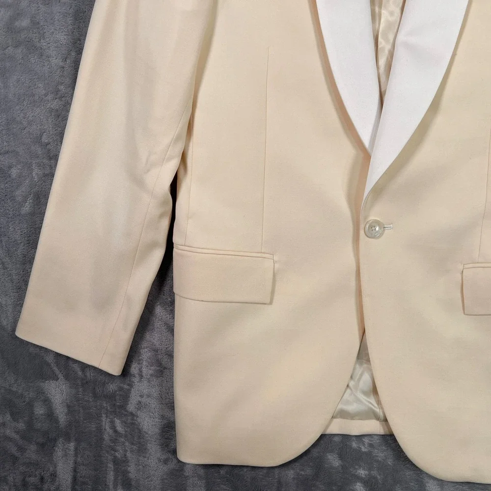J Crew Ludlow Suit Jacket Mens 36S Short Cream Ivory Blazer Tuxedo Shawl Blazer